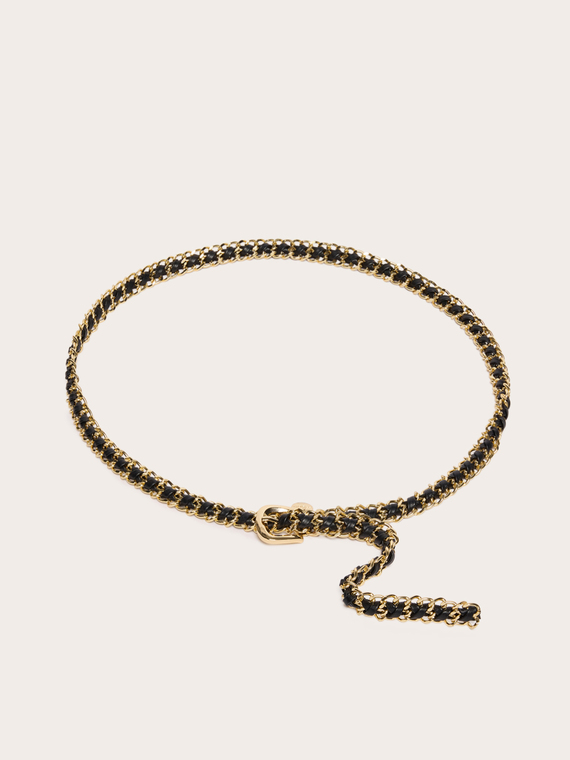 Chain belt with metal weave