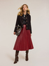 Pleated midi skirt in coated fabric image number 0