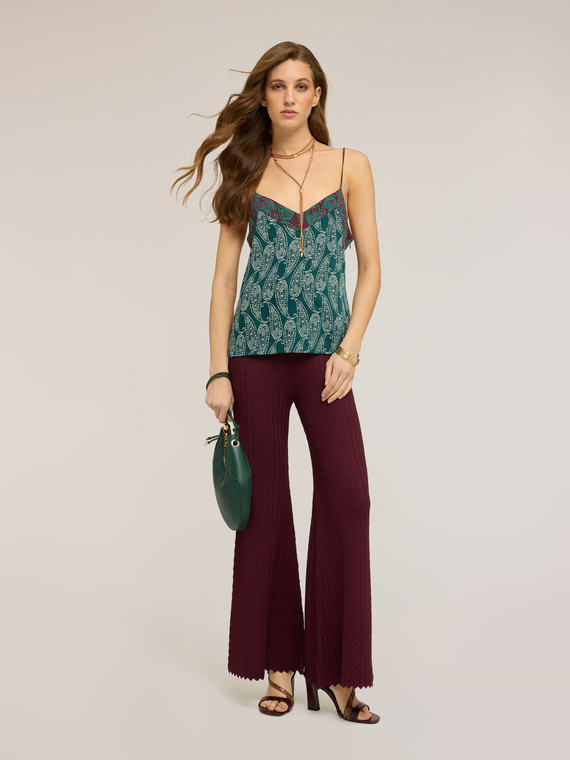 Lace effect knit trousers