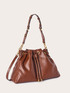Borsa secchiello con coulisse e doppia tracolla image number 2