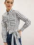 Striped cropped shirt with sash image number 2