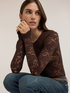Floral lace T-shirt with scalloped hem image number 3