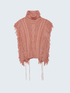 Knit cape with cable pattern and fringes image number 3
