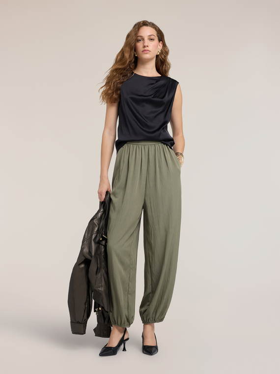 Draped twill trousers