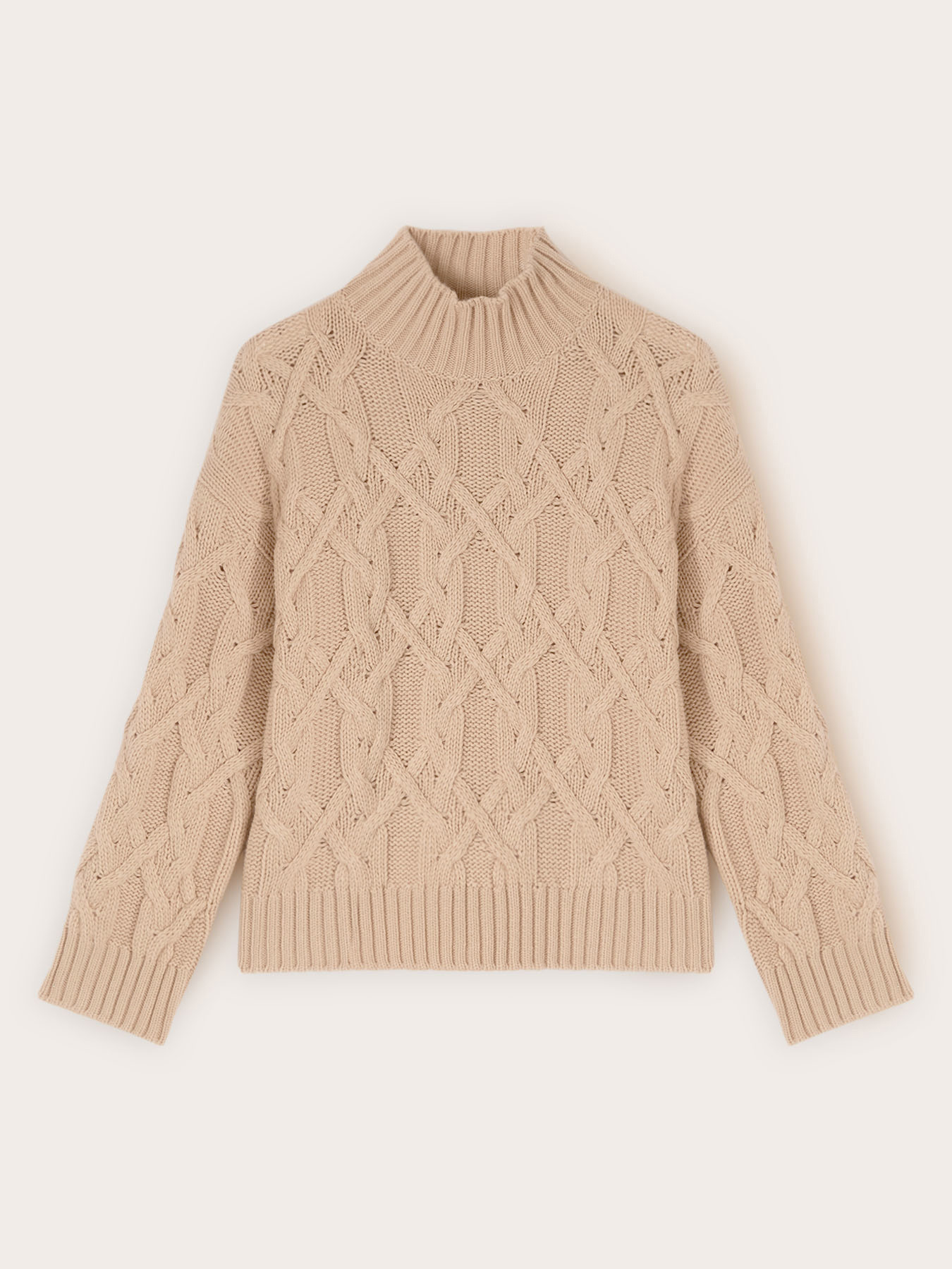 Cable-knit turtleneck sweater in wool blend image number 4