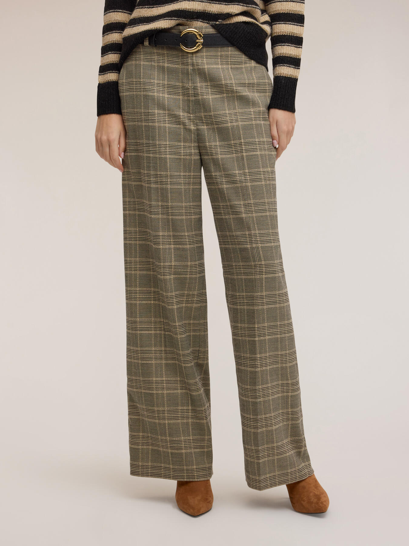 Palazzo pants in yarn-dyed check image number 2