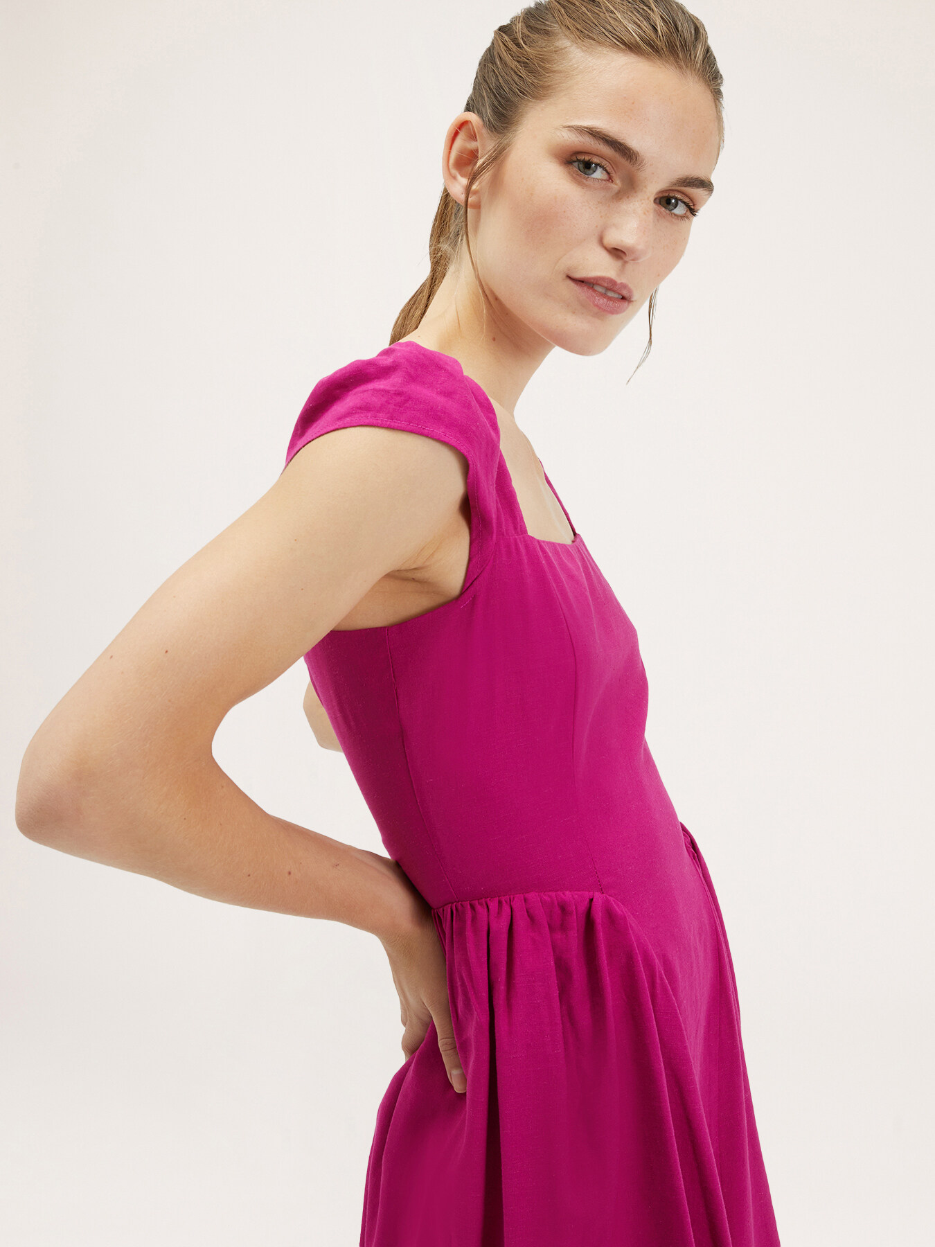 Linen blend mini dress image number 2