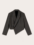 Blazer cropped de estampado de cuadros image number 4