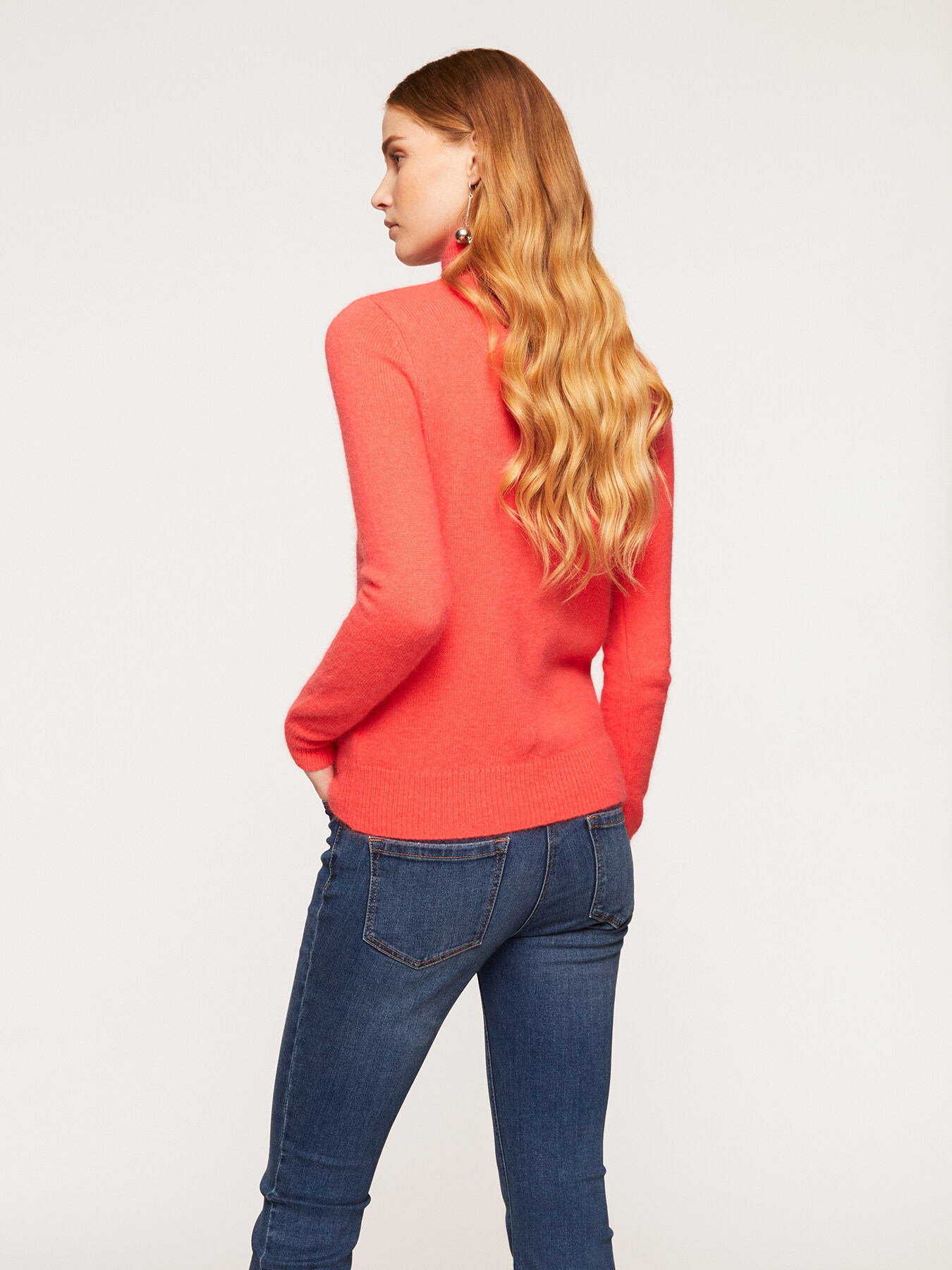 Oversize angora blend turtleneck sweater with stone embroidery image number 1