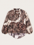 Blouse en popeline avec imprim&eacute; et manches ballon image number 4