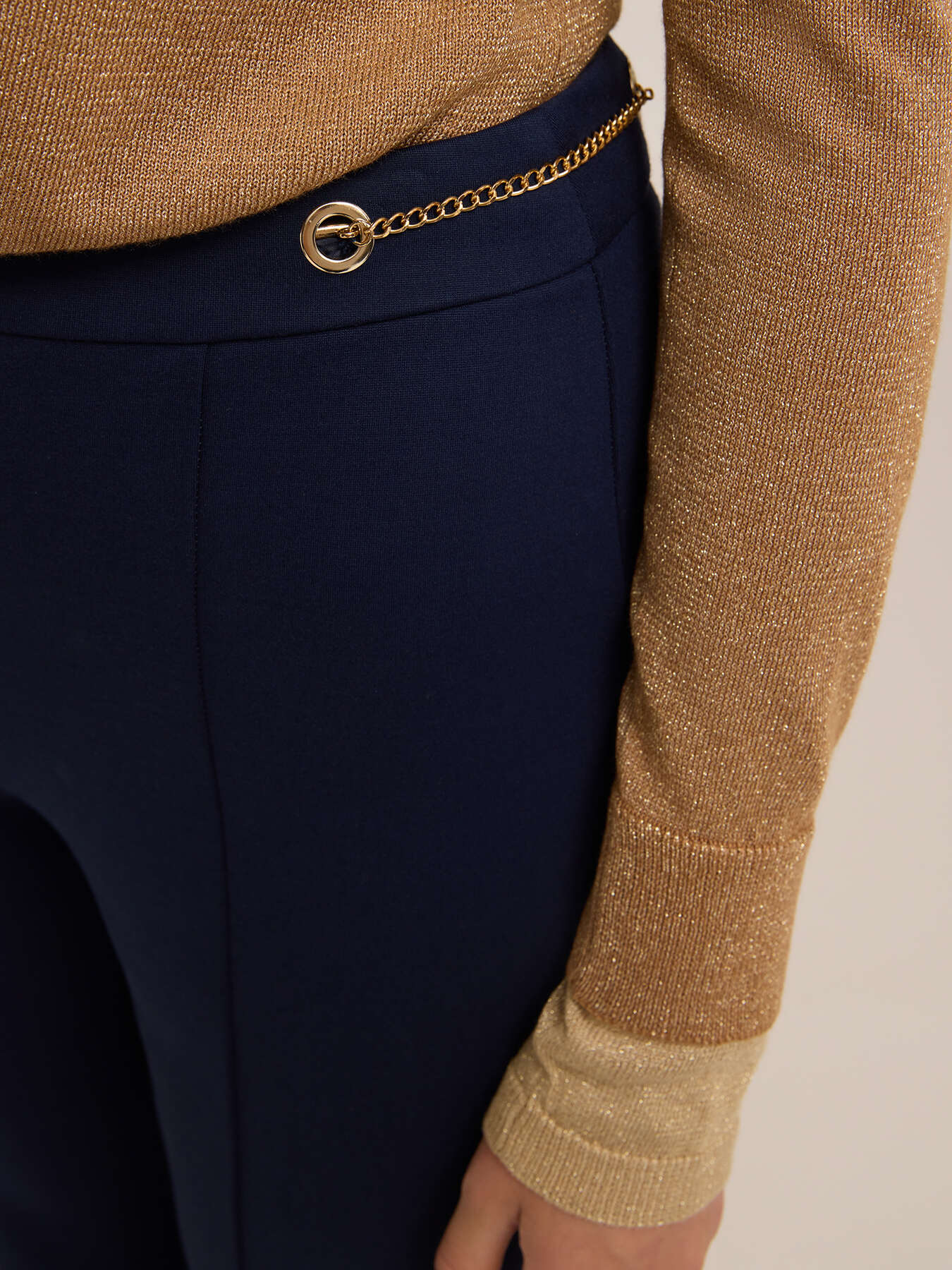 Flare pants with eyelet pattern image number 3