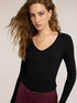 Flat rib knit sweater with V-neck image number 3