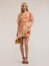 Flared patterned dress with flounces image number 0