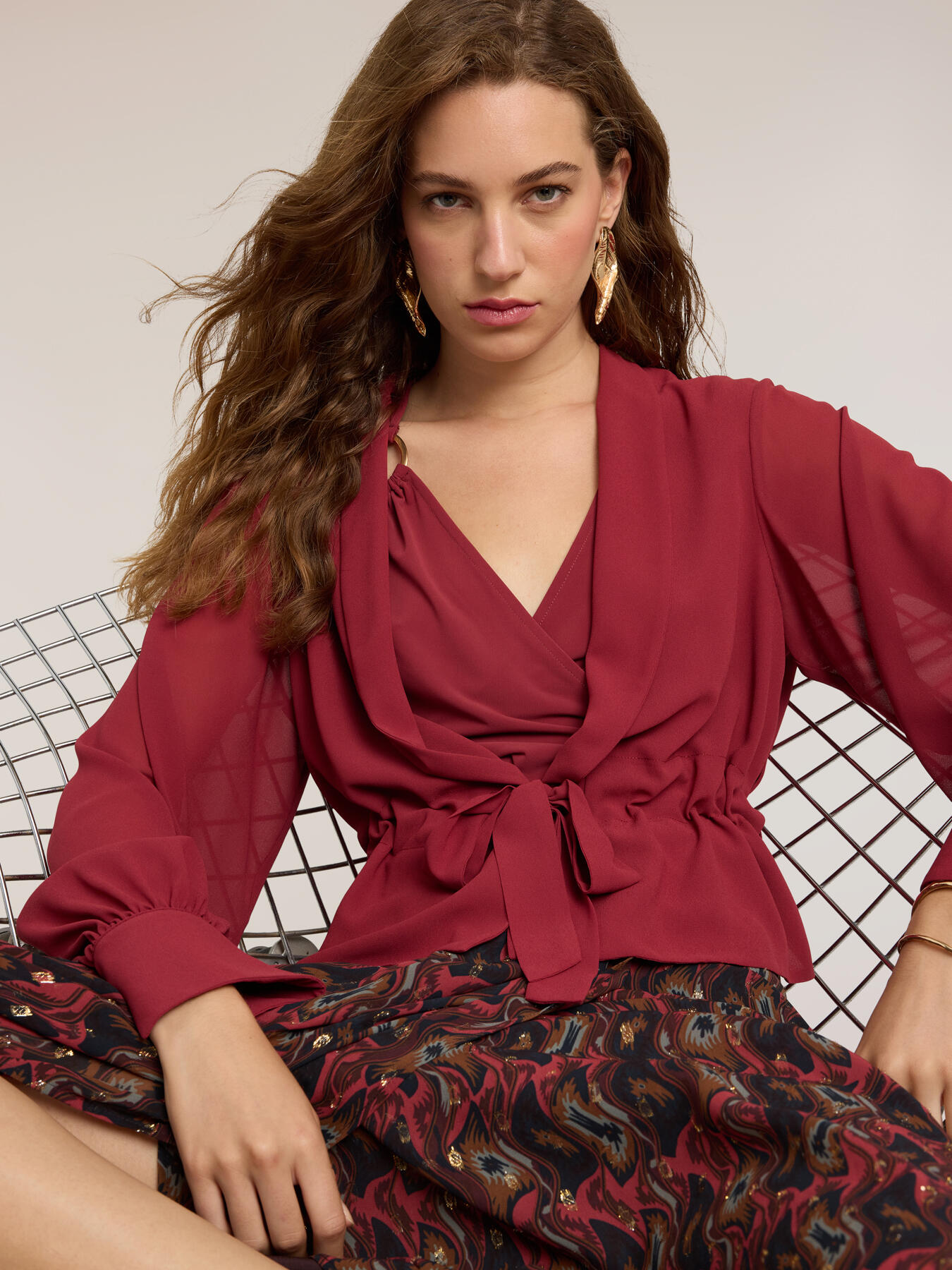 Bluse aus Georgette mit Schalkragen image number 0