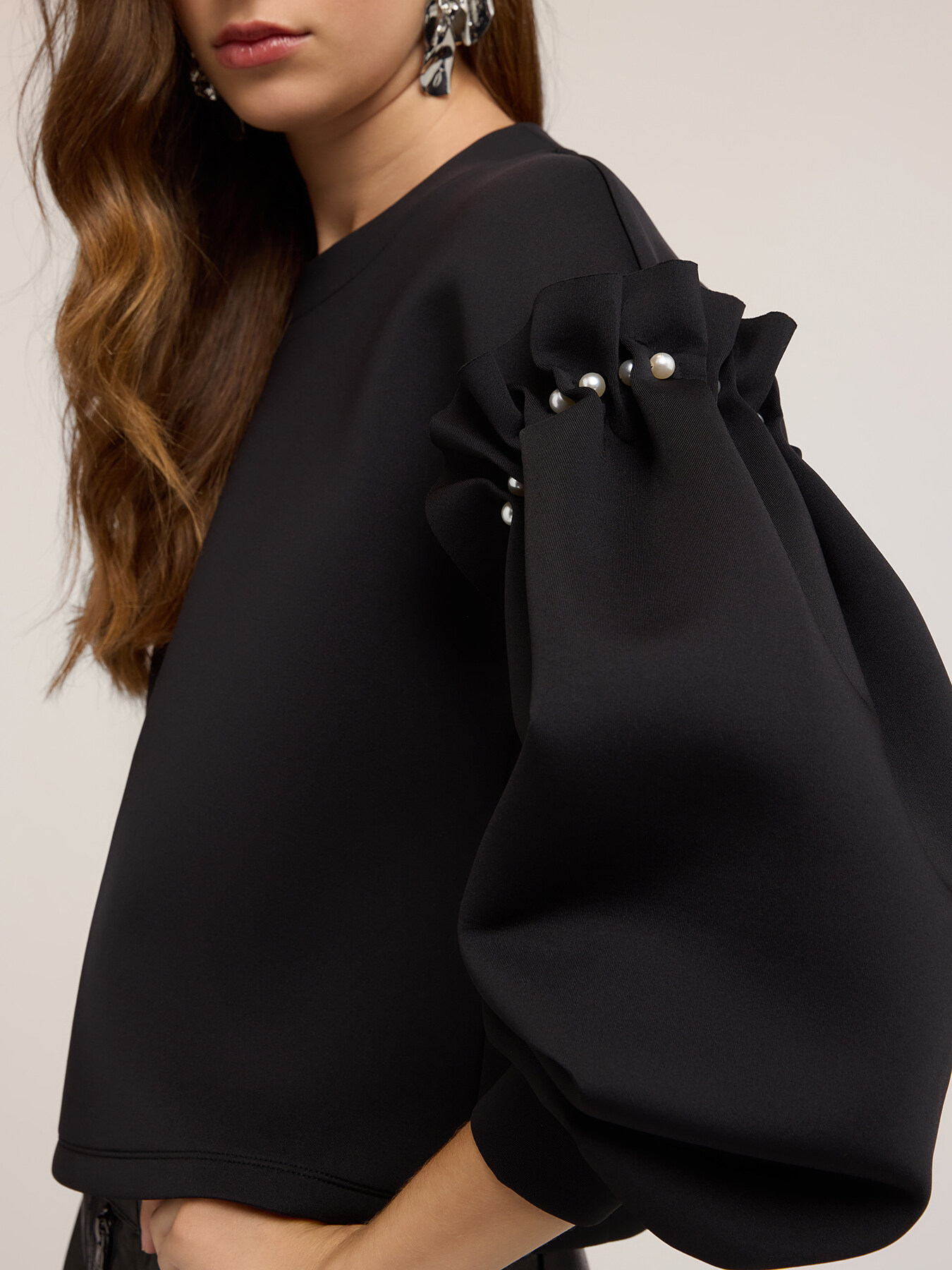 Scuba sweatshirt with pearl detail image number 3