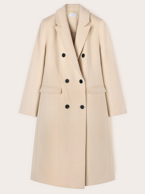 Double-breasted coat in wool blend drap