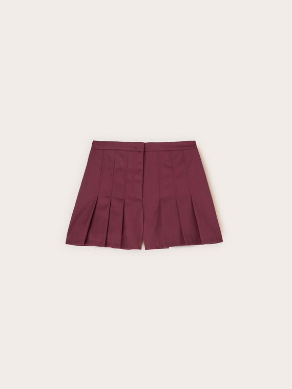 High-waisted twill shorts with pleats
