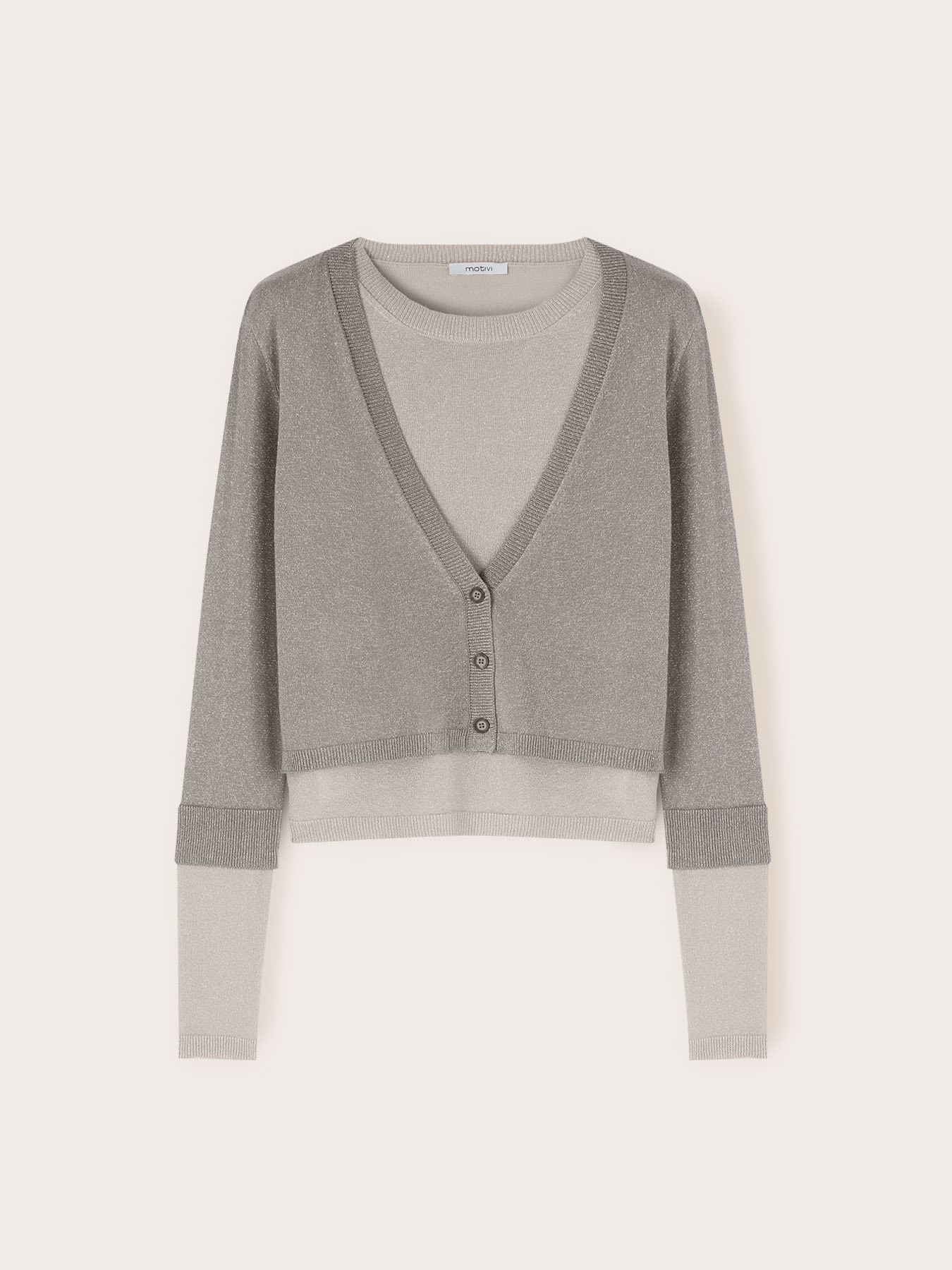 Lurex jumper with faux cardigan design image number 4