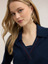 Fine wool-silk blend knit polo shirt image number 3