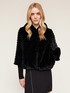 Faux fur winter jacket with knit cuffs image number 0