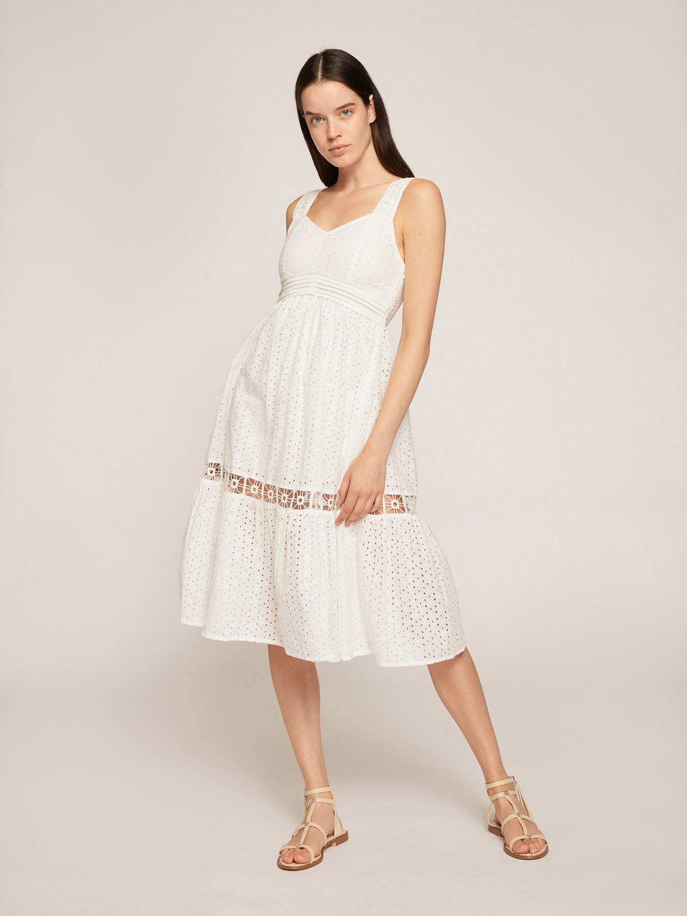 Broderie Anglaise lace midi dress image number 0