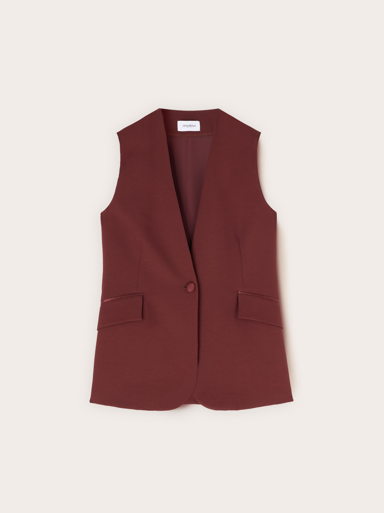 Deep V-neck reverse satin vest image number 4