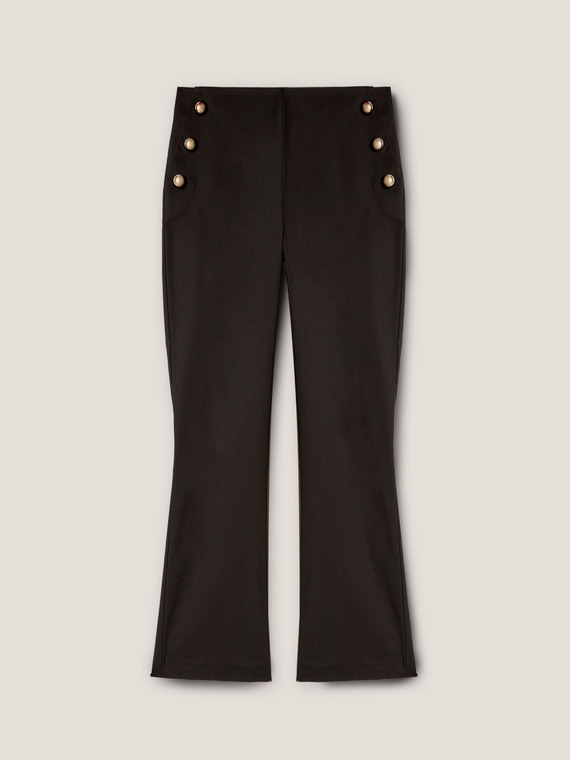 Kick flare trousers with side button motif