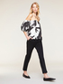 Off-shoulder top in abstract patterned cotton image number 0