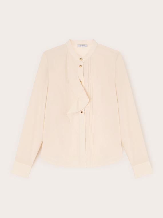 Chemise en cr&ecirc;pe de chine avec volant