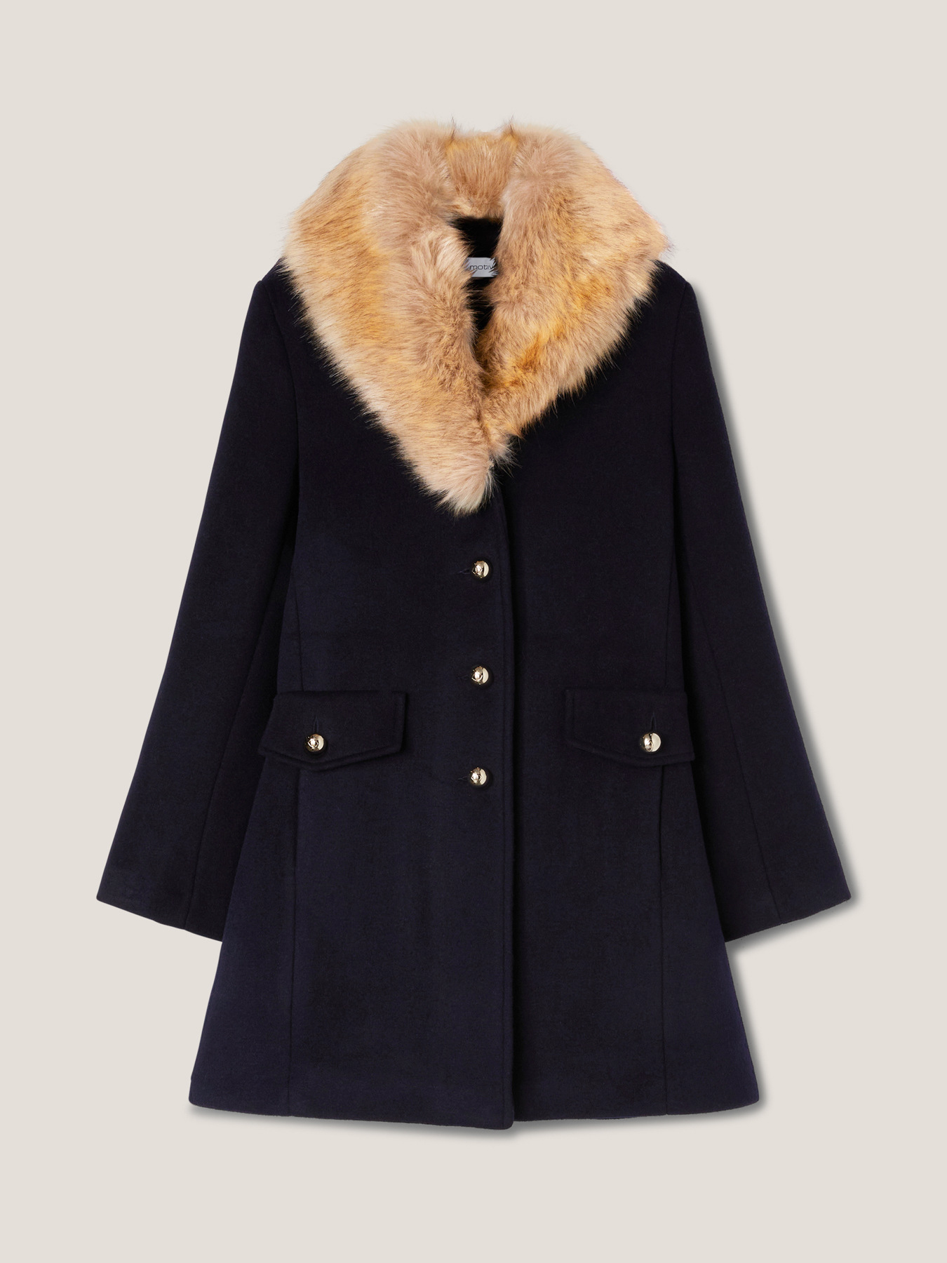 Cappotto slim con collo image number 3