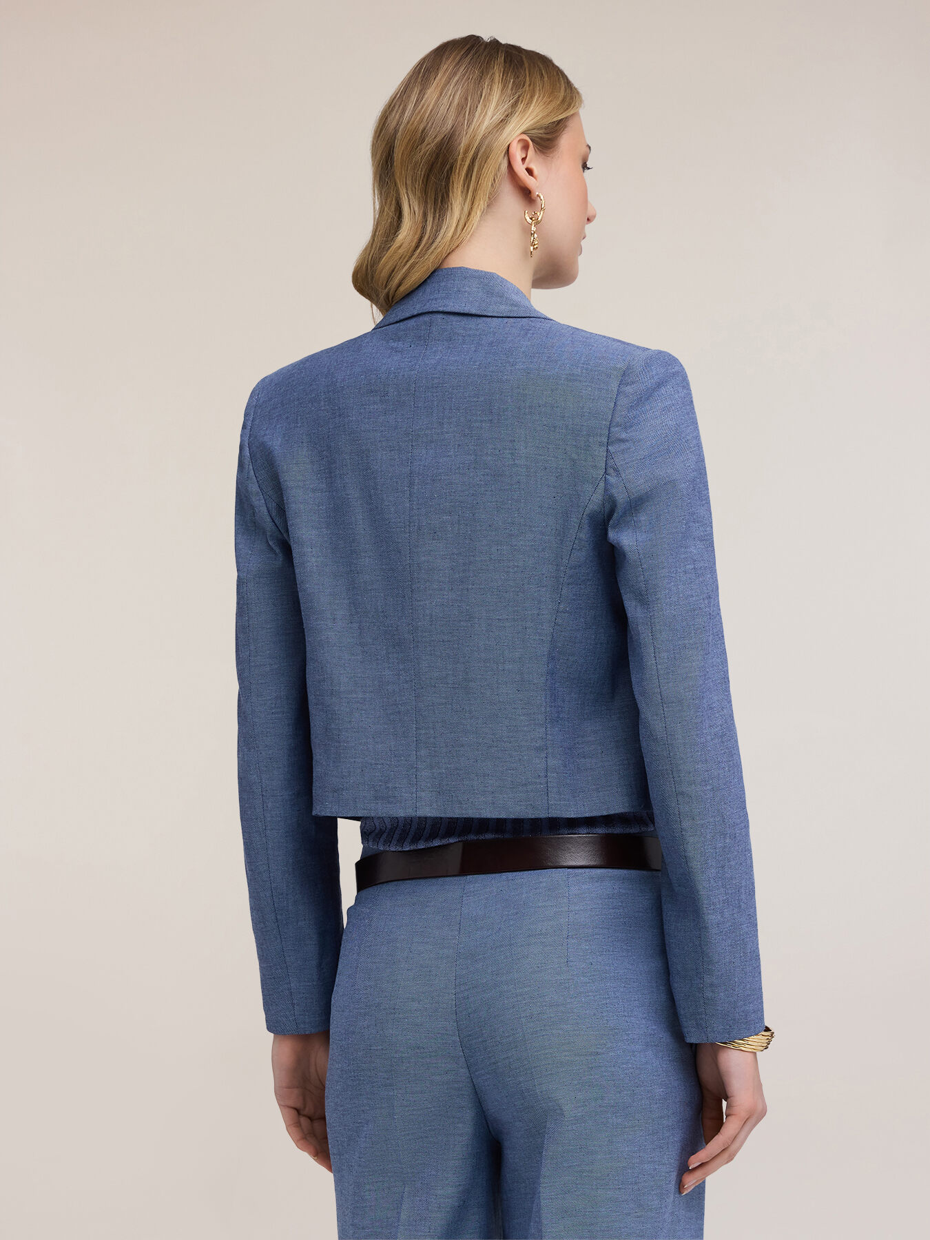 Short linen blend jacket image number 2