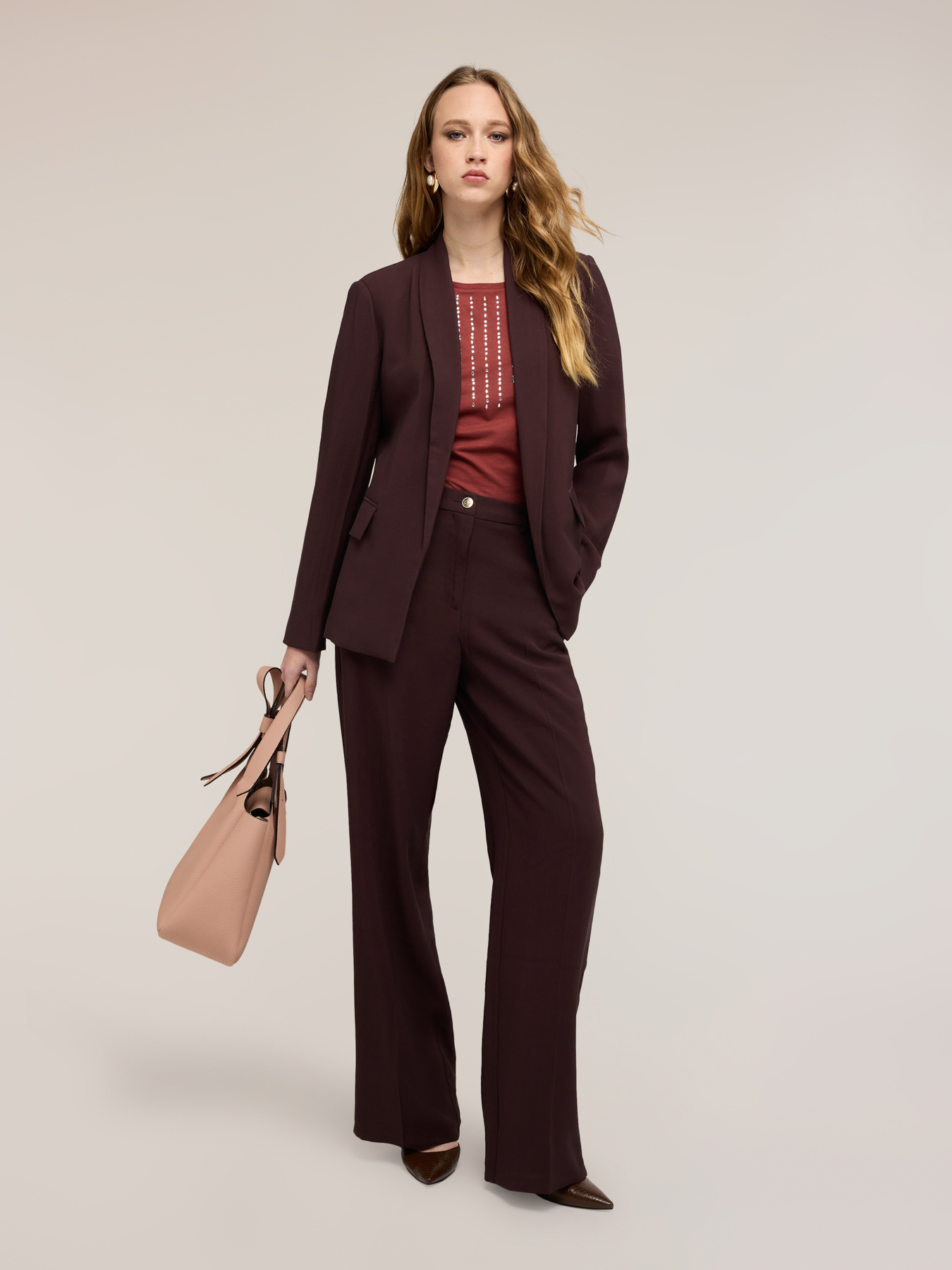 Pantalon palazzo en m&eacute;lange viscose image number 0