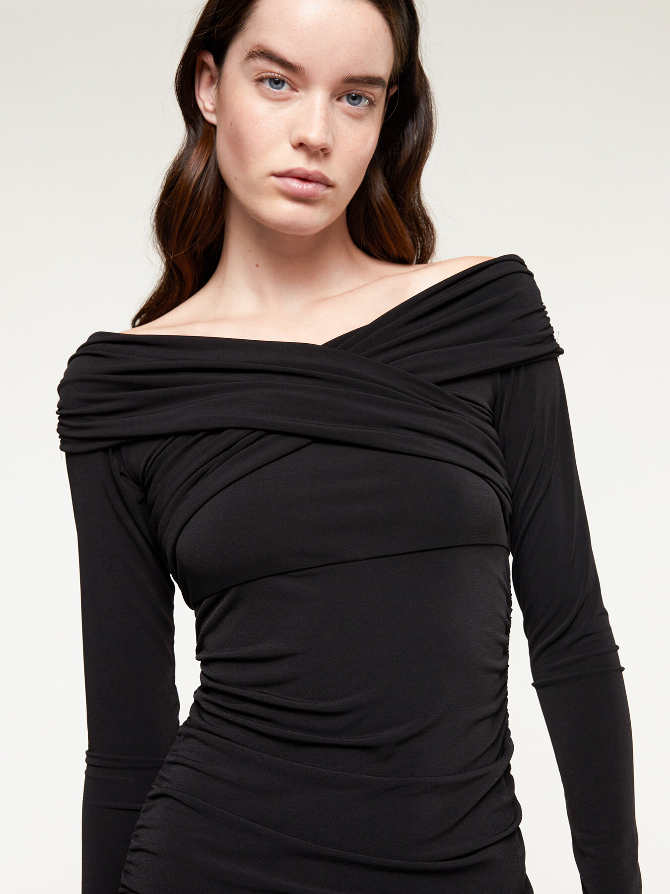 Off shoulder jersey lycra effect dress image number 2