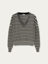 V-neck, stripe patterned sweater with rhinestones image number 3