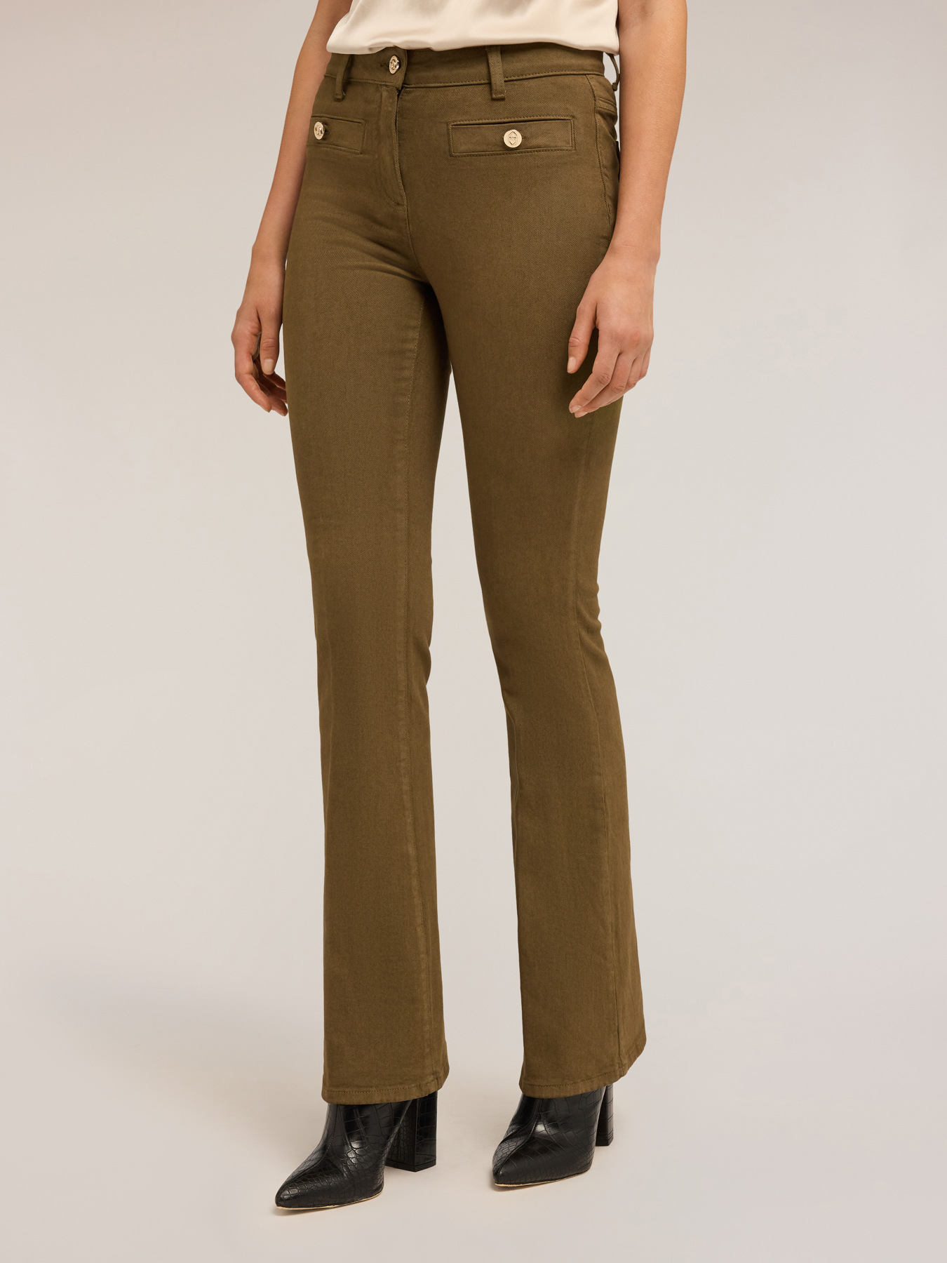 Pantalon flare en drill de coton image number 0