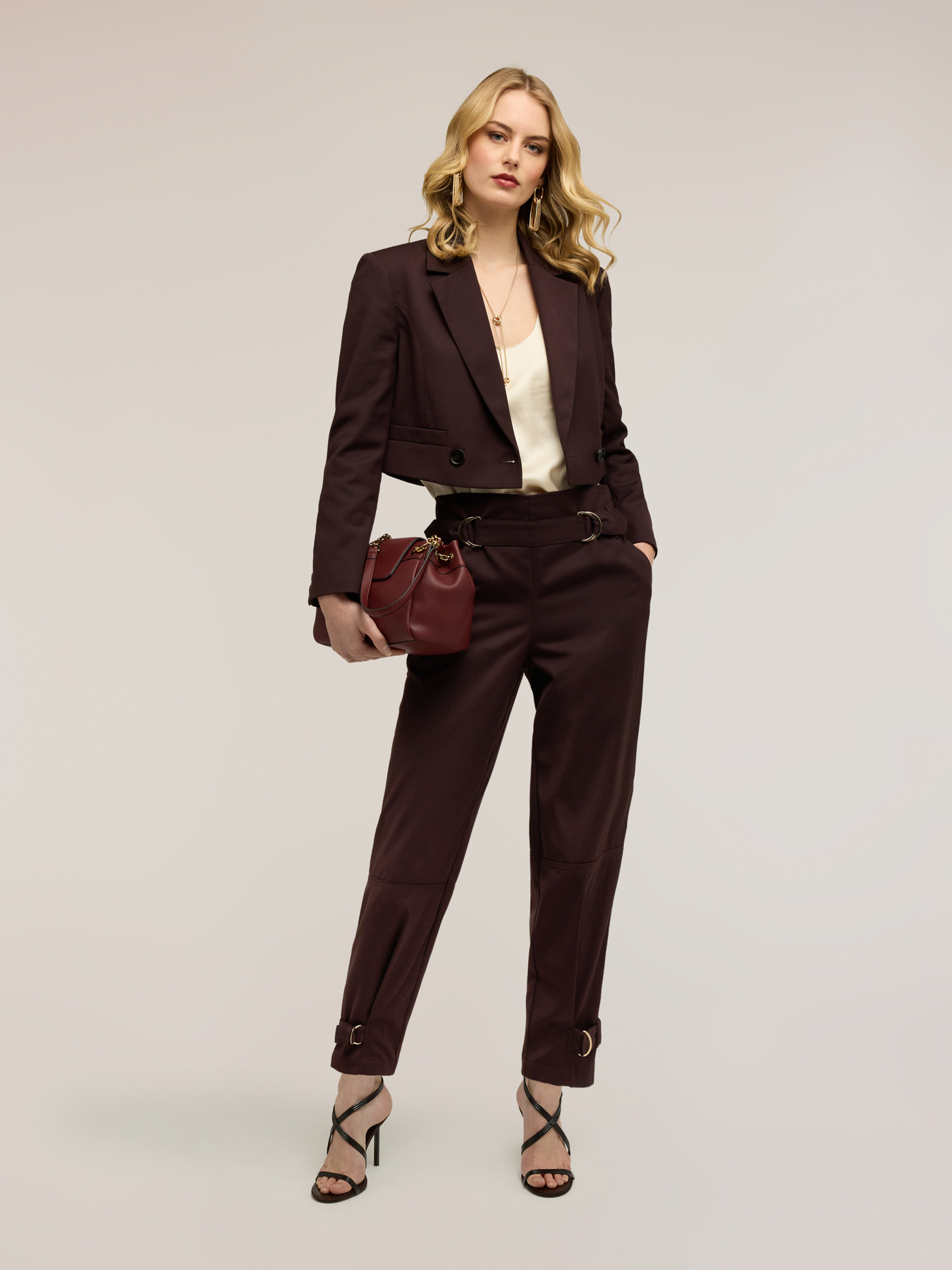 Polyviscose trousers with straps image number 0