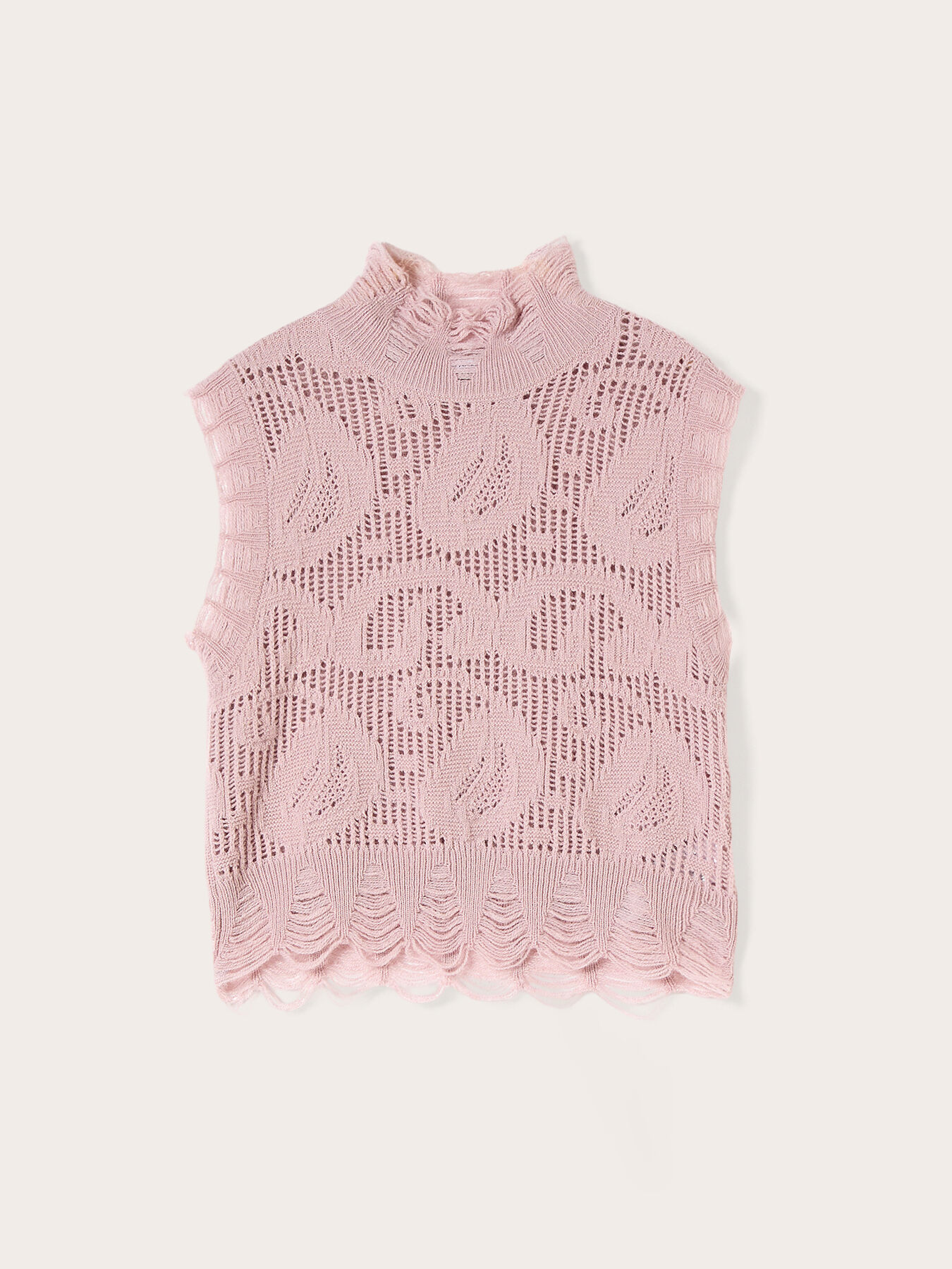 Turtleneck sweater with lace-effect knit image number 4