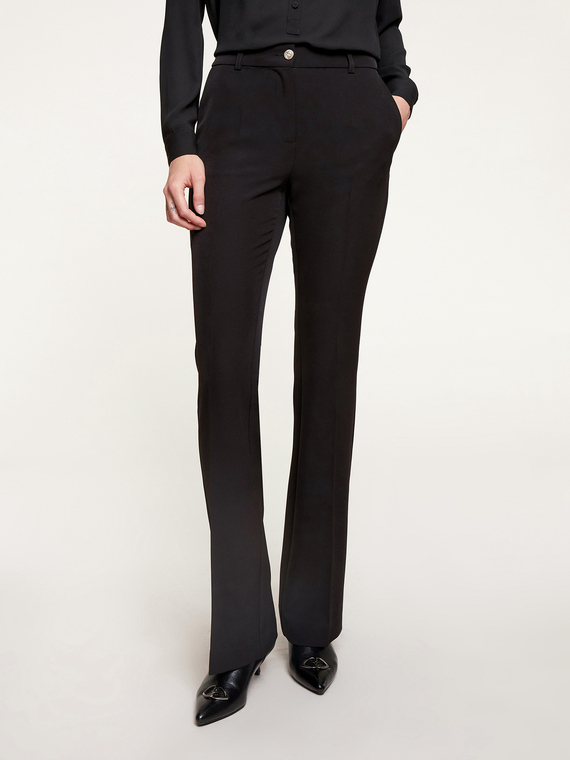 Technical fabric flared trousers