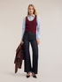 Cable knit top with striped edges image number 2