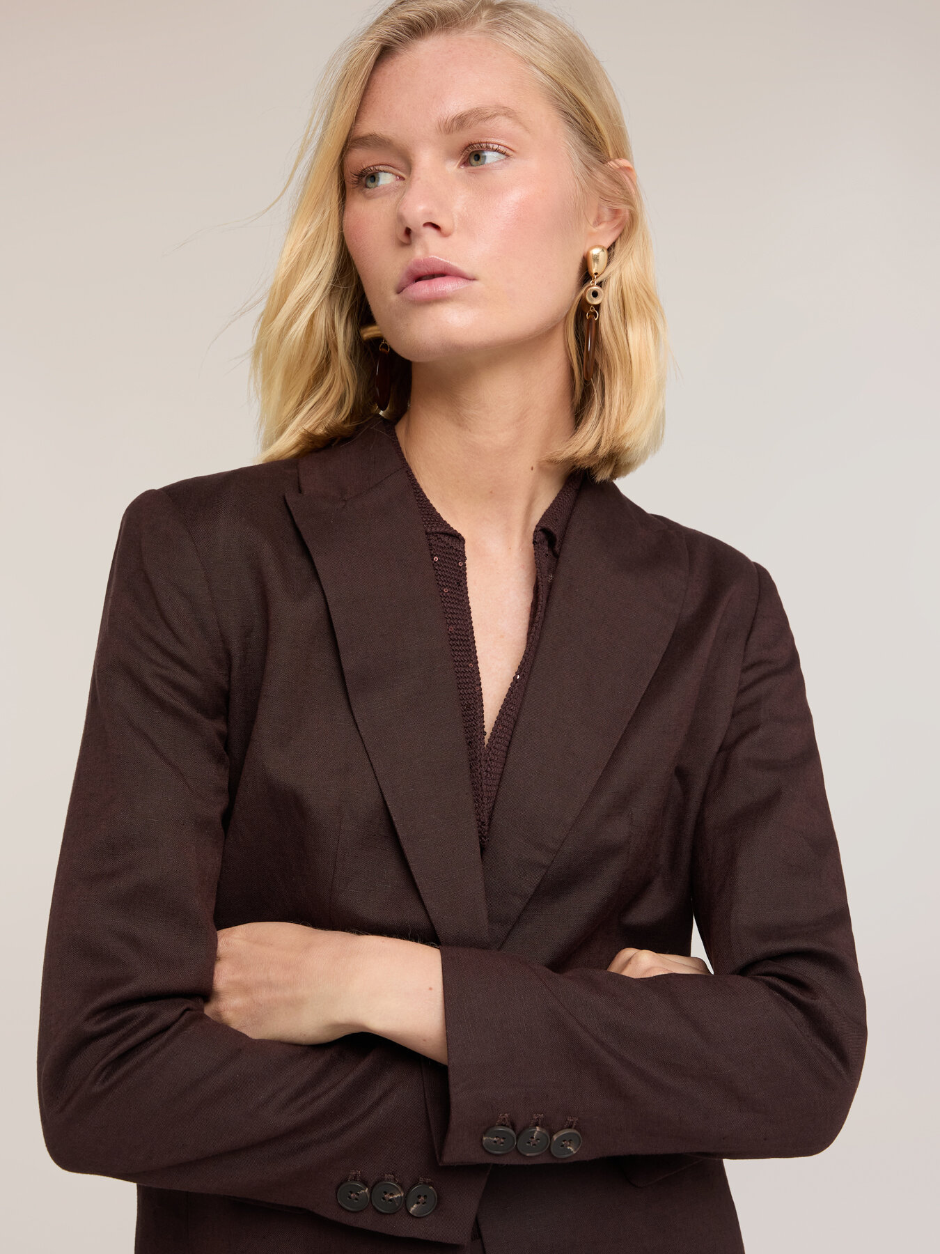 Blazer de mezcla de lino y lyocell image number 3