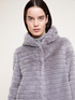 Long faux fur cape with knit cuffs image number 2