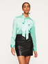 Solid colour satin shirt with bow image number 2