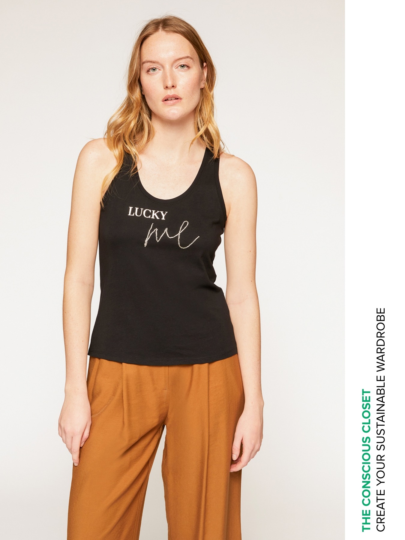 Top in cotone con scritta image number 0