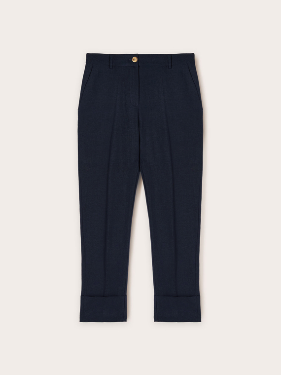 Linen-blend Capri trousers