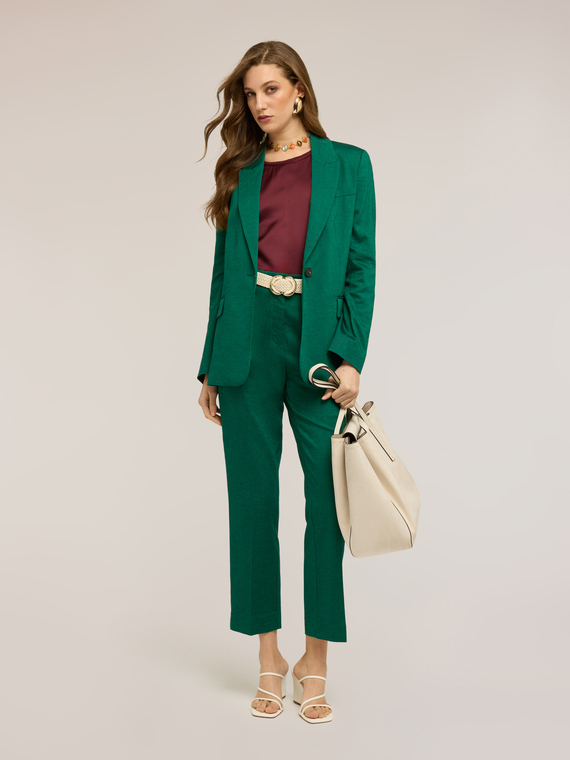 Single-breasted linen blend blazer