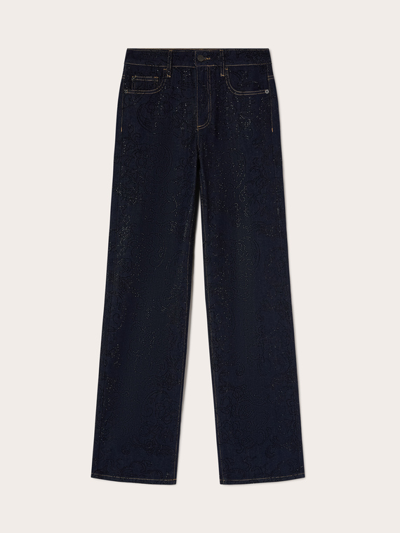Jean palazzo avec strass all over
