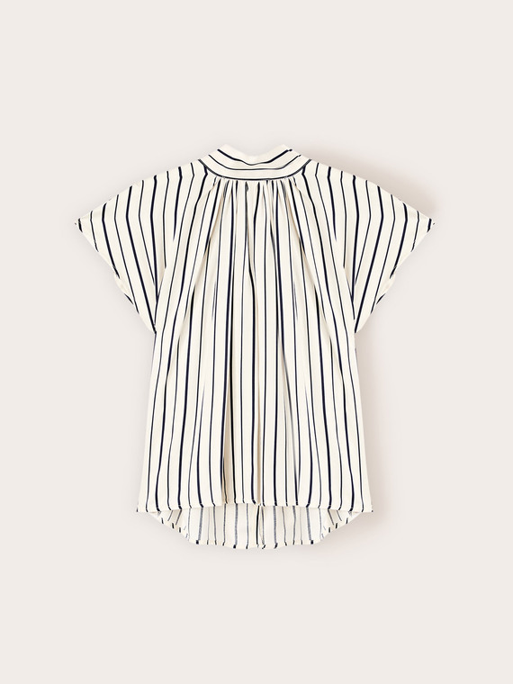 Striped oversized blouse with back bow