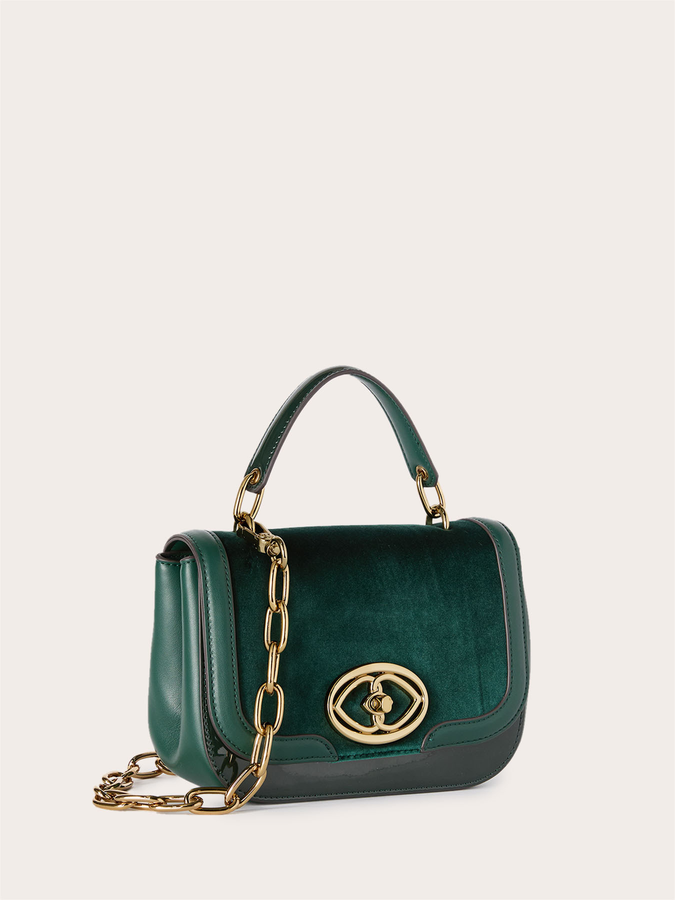 Shoulder bag in coated fabric and velvet image number 3