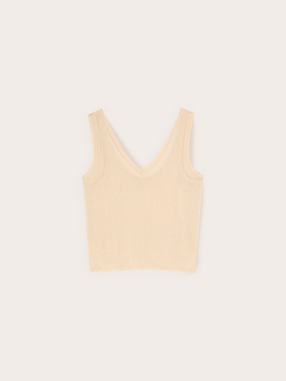 Top en tricot m&eacute;lang&eacute; lin