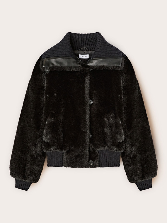 Jacke mit Teddy-Effekt und hohem Kragen